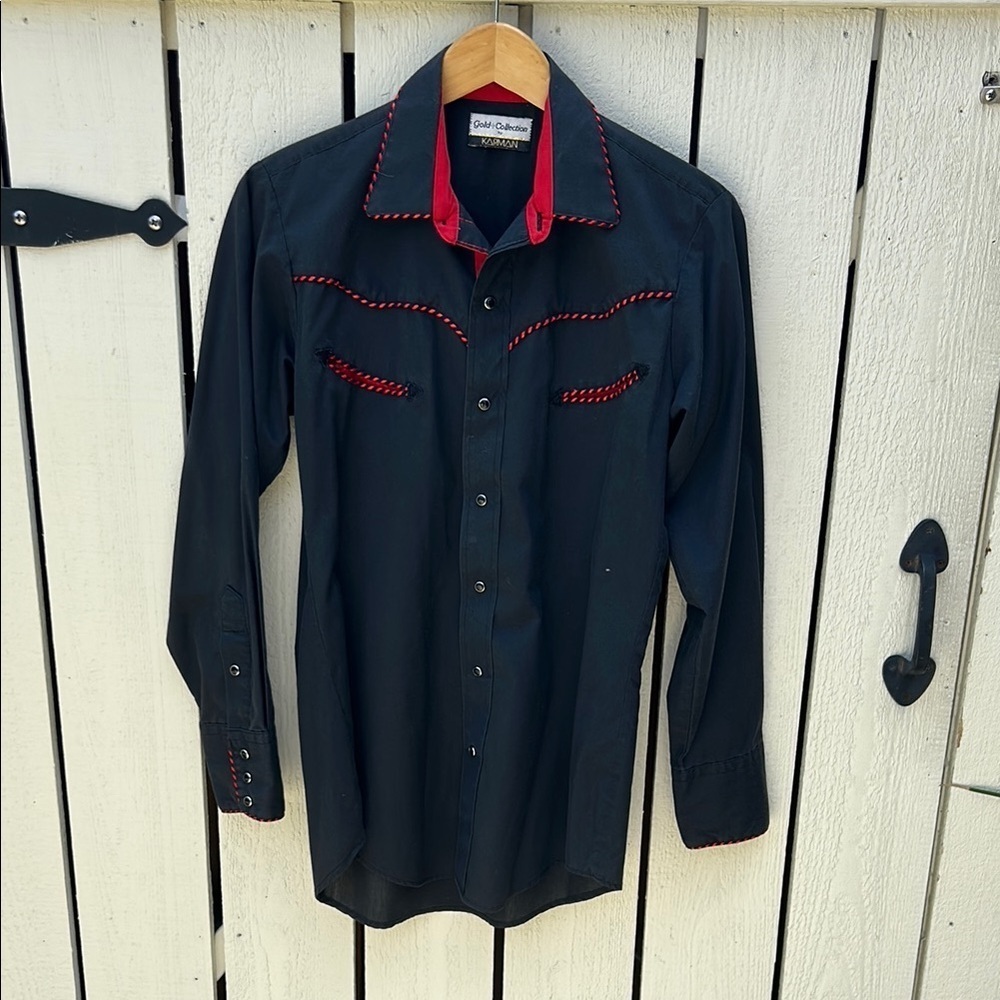 Vintage  Gold Collection  Karman Black and Red Western Shirt  Rockabilly